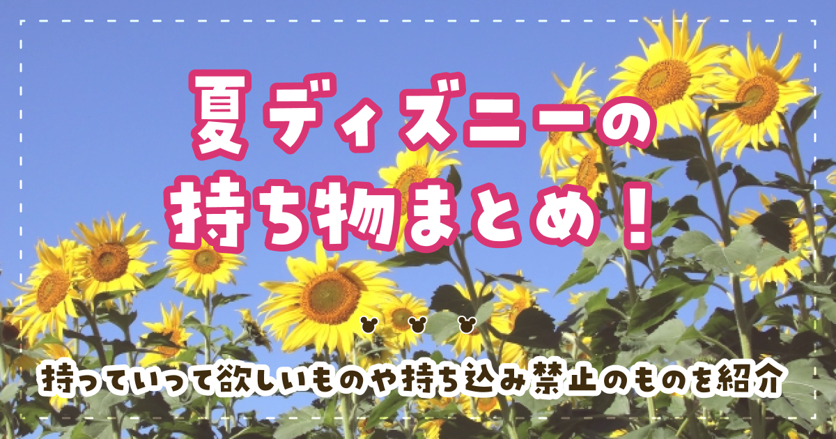 夏ディズニーの持ち物まとめ！持っていって欲しいものや持ち込み禁止のものを紹介